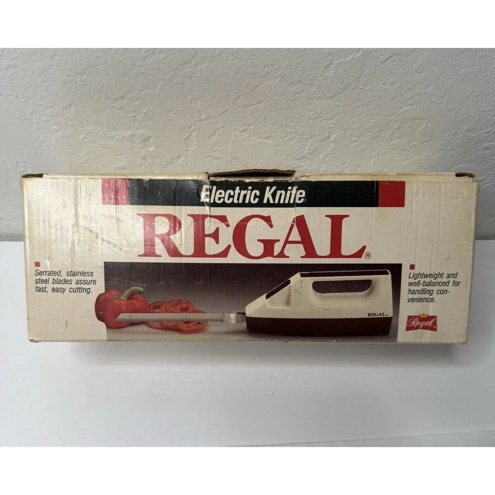 Vintage‎ Regal Electric Knife V382 Serrated Steel Blades USA Original Box WORKS